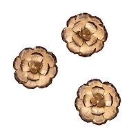Habitat Decor Zinnias Bronze Flower Metal Wall Art Set