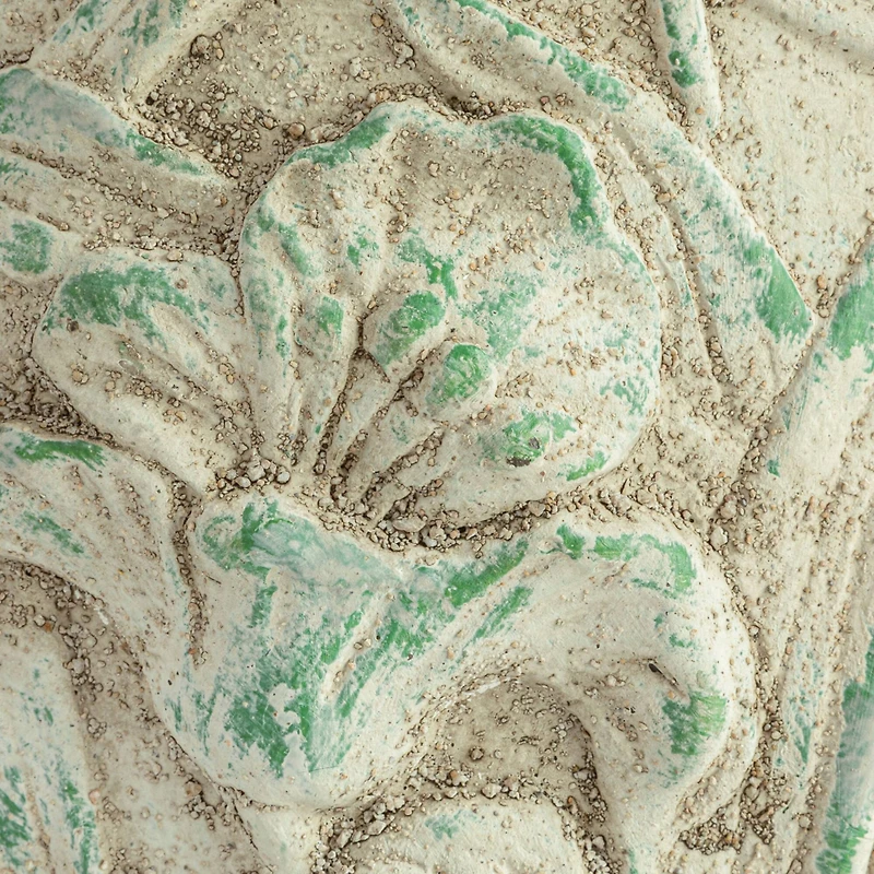 Hello Honey® 9.75" Distressed Green Embossed Floral Cement Planter
