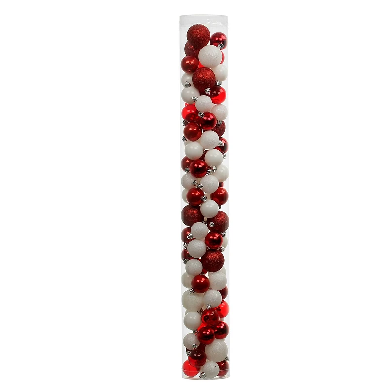 80 Pack Red & White Shatterproof Ball Ornaments by Ashland®