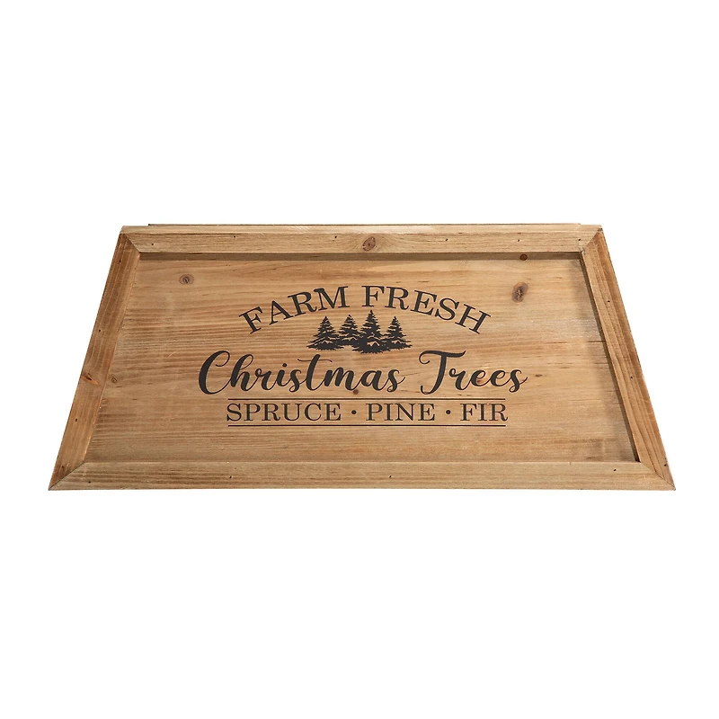 Glitzhome® Natural 26" Farm Fresh Christmas Trees Wooden Trapezoid Tree Collar