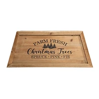 Glitzhome® Natural 26" Farm Fresh Christmas Trees Wooden Trapezoid Tree Collar