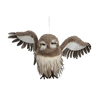 Hello Honey® 10.75" Brown Faux Fur & Feather Flying Owl Ornament