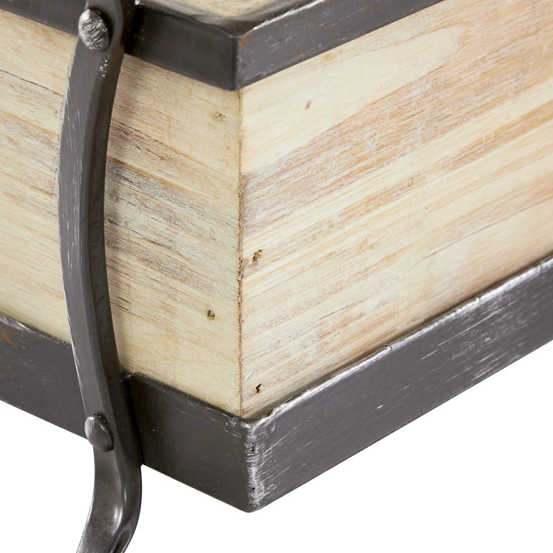 22" Brown Wood Farmhouse Tray