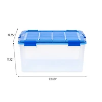 IRIS® 60qt. Clear Ultimate Box with Blue Buckle Lid