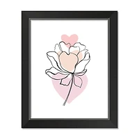 Flower Line Drawing Black Framed Print Under Plexiglass