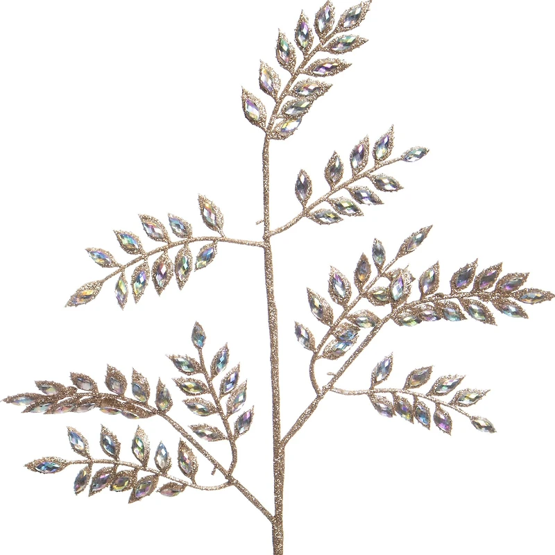 22" Champagne Glitter & Iridescent Jewel Leaf Stem by Ashland®