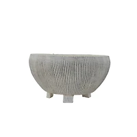 Hello Honey® 8.25" Small Distressed Cream Footed Terracotta Planter