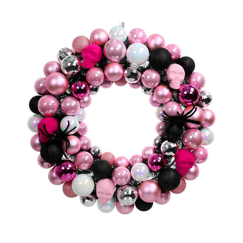 20" Pink & Black Ornament Wreath by Ashland®