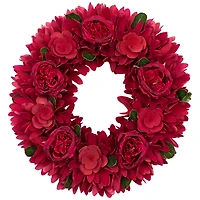 14" Wooden Rose Floral Spring Wreath