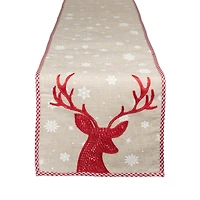 DII® 70" Red Reindeer Embroidered Table Runner