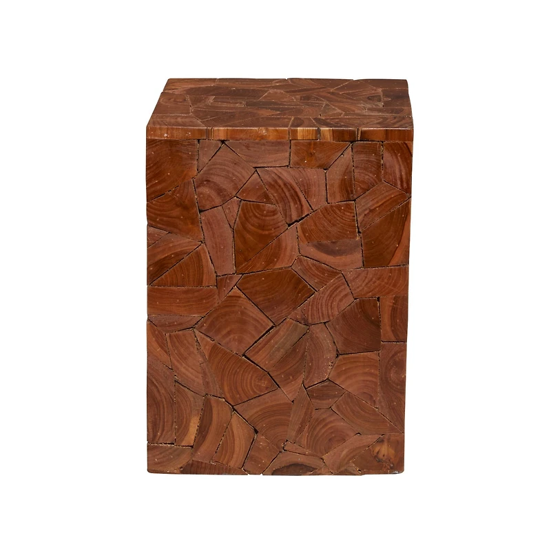 Brown Teak Wood Contemporary Accent Table 16" x 12" x 12"