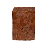 Brown Teak Wood Contemporary Accent Table 16" x 12" x 12"
