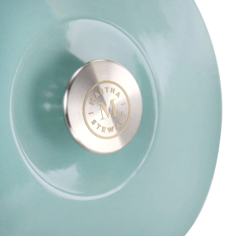 Martha Stewart 3qt. Turquoise Enameled Embossed Stripe Cast Iron Dutch Oven with Lid