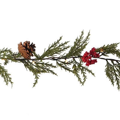 20ct. Warm White LED Red Berry & Pinecone Garland String Lights by Ashland®