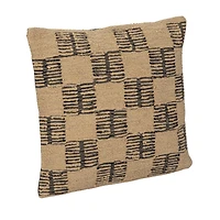 Hello Honey® 20" x 20" Brown & Tan Checkered Indoor & Outdoor Hand-Woven Fabric Pillow