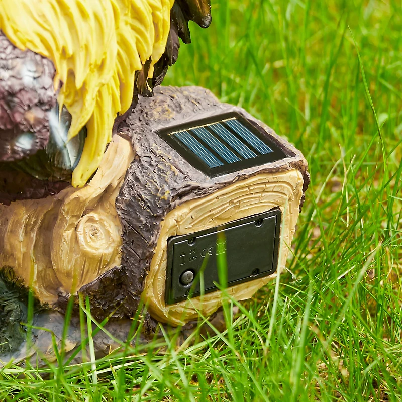 Glitzhome® 13.75" Solar Powered Vibrant Rooster Garden Statue