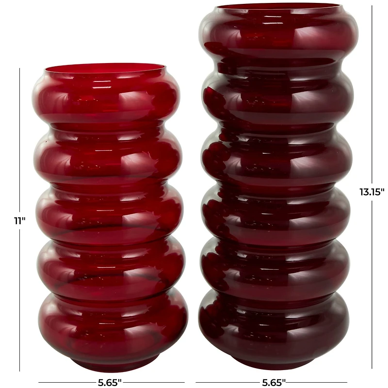 Red Glass Bubble Vase Set