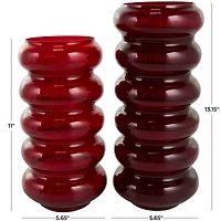 Red Glass Bubble Vase Set