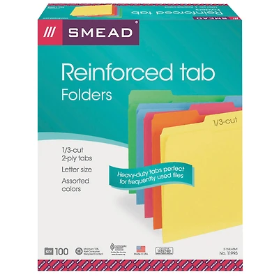 Smead® Reinforced Tab File Folders, 100ct.
