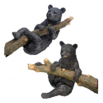 Design Toscano Up a Tree Hanging Black Bear Cub Statues Climbing & Hanging Set