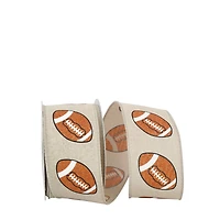 The Ribbon Roll 2.5" x 10yd. Linen Glitter Wired Football Ribbon