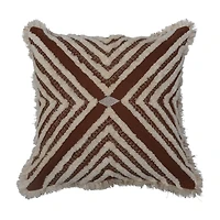 Hello Honey® Rustic Boho X-Pattern Pillow with Fringe & Metallic Embroidered Accents