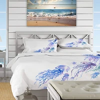Designart 'Moving Jellyfish Group' Nautical & Coastal Bedding Set