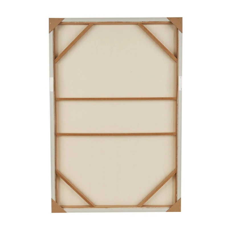 Beige Wooden Abstract Vertical Line Framed Wall Art with Brown Wooden Frame