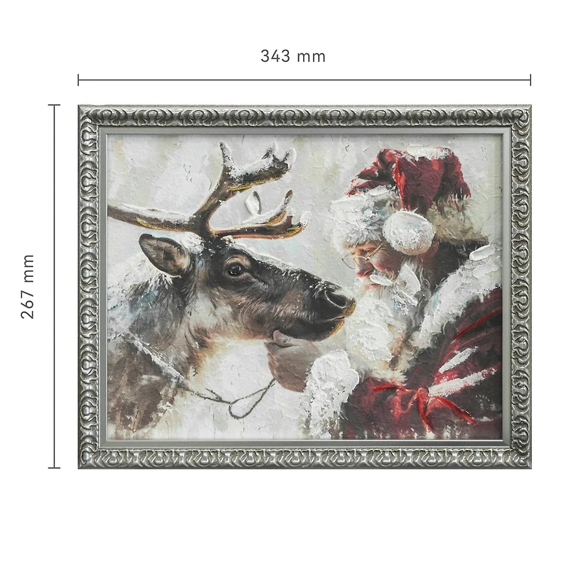 12" x 15" Santa with Reindeer Framed Canvas Wall Décor by Ashland®