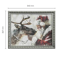 12" x 15" Santa with Reindeer Framed Canvas Wall Décor by Ashland®