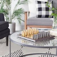 The Novogratz Gold Aluminum Contemporary Game Set, 14" x 14" x 4"