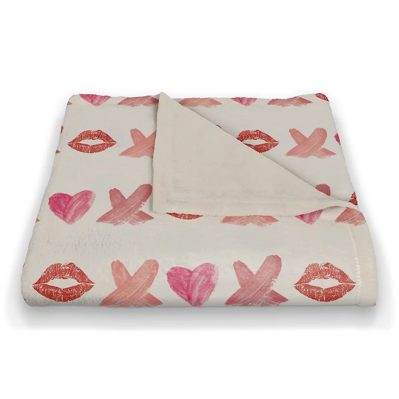 Lipstick XO Pattern 50" x 60" Coral Fleece Blanket