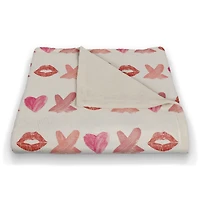 Lipstick XO Pattern 50" x 60" Coral Fleece Blanket