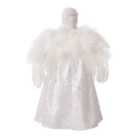 Glitzhome® 16" White Faux Fur Christmas Angel Tree Topper