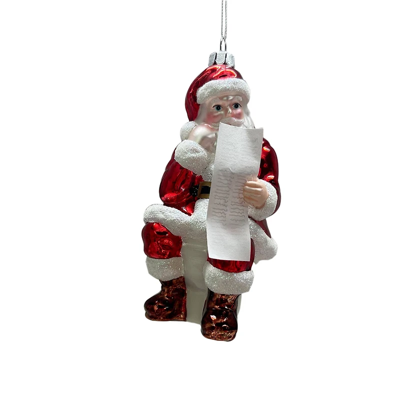 5.25" Santa on Toilet Glass Ornament by Ashland®