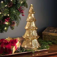 Gold Lighted Faux Mercury Glass Tabletop Tree