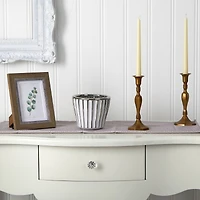 5" White Vase with Silver Trimming