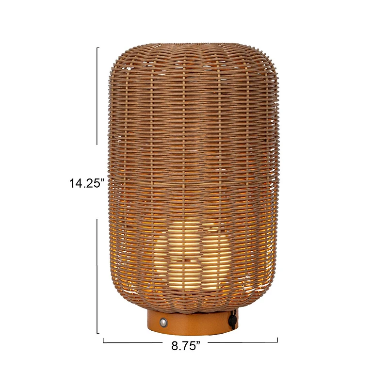 Hello Honey® 14.25" Natural Plastic & Woven Rattan LED Lamp, 2ct.