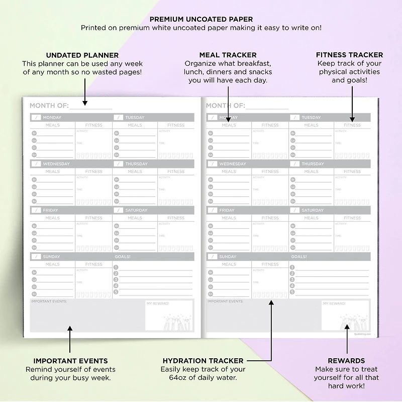 Golden Design Food & Fitness Weekly Healthy Living Planner