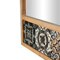67" x 26" Brown Wood Wall Mirror with Mosaic Edge