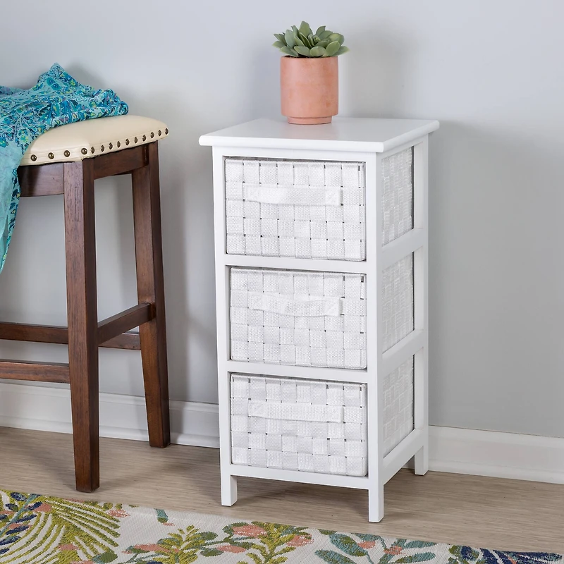 Honey Can Do 25" Small White Storage Cabinet