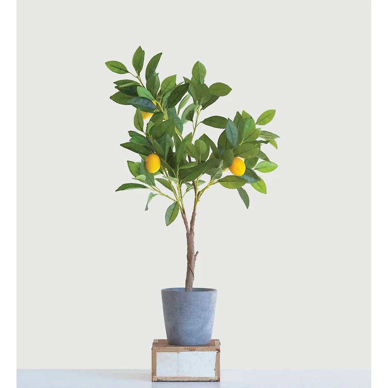 Hello Honey® 2ft. Faux Lemon Tree in Cement Pot