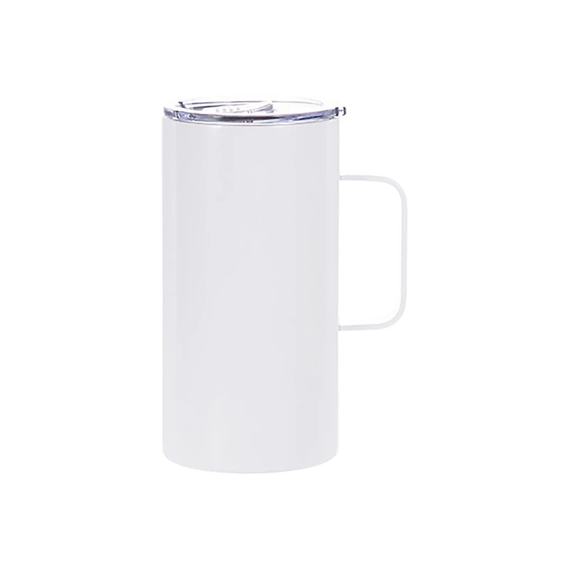 Craft Express 20oz. White Stainless Steel Mug with Handle and Slide Lid, 4ct.