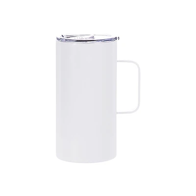 Craft Express 20oz. White Stainless Steel Mug with Handle and Slide Lid, 4ct.