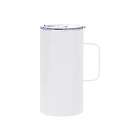 Craft Express 20oz. White Stainless Steel Mug with Handle and Slide Lid, 4ct.