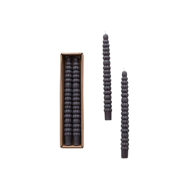 Hello Honey 10" Charcoal Unscented Pumpkin Shaped Taper Candles, 2ct.