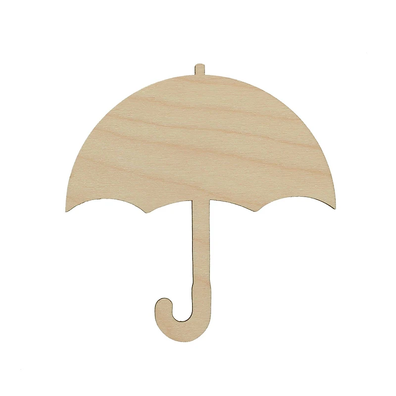 Essentials by Leisure Arts 24 Pack 3.5" x 3.75" Umbrella Flat Wood Shape