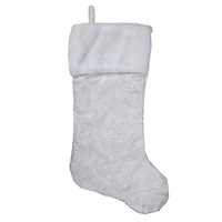 20.5" Iridescent Glitter Snowflake Stocking