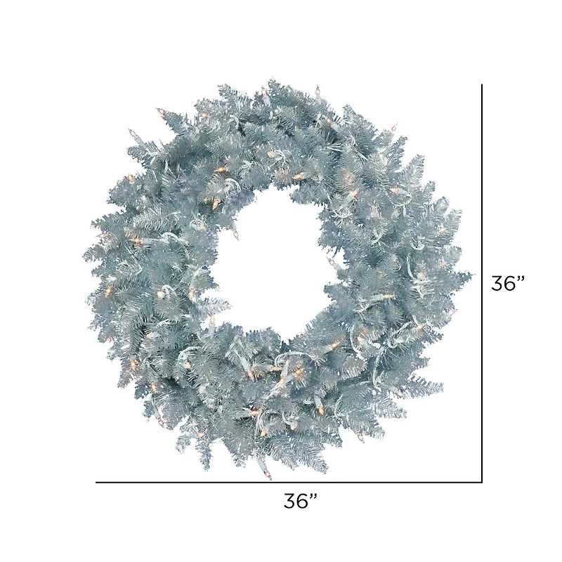 36" Pre-Lit Silver Fir Artificial Christmas Wreath, Warm White Dura-Lit LED Lights