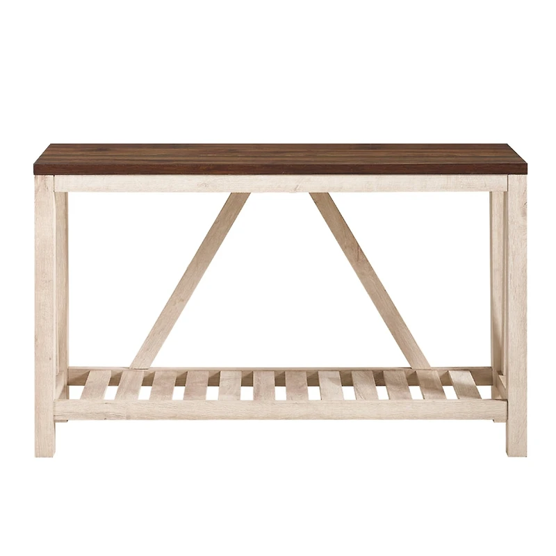 Walker Edison Dark Walnut/White Oak Rustic A-Frame Entry Table